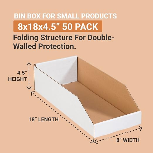 AVIDITI Shipping Boxes Medium 8"L x 18"W x 4.5"H, 50-Pack, Corrugated Cardboard Box for Packing, Shipping and Storage