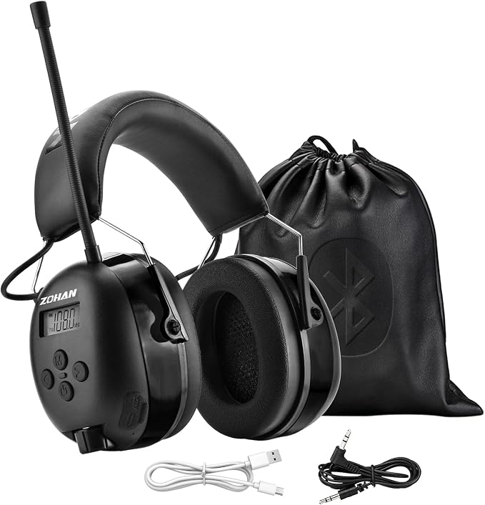 ZOHAN AM/FM Radio Headphone with Digital Display,Ear Protection Noise Reduction Earmuffs,Comfortable Hearing Protector