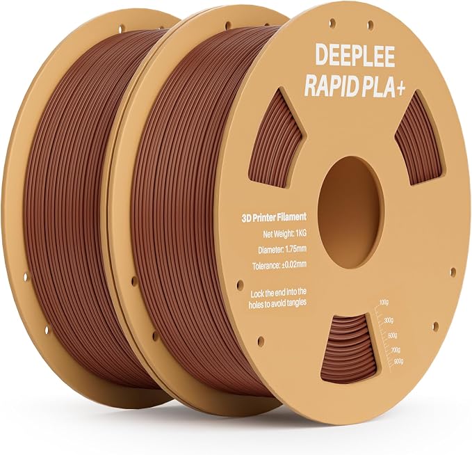 Rapid PLA Plus Filament 1.75mm, High Speed 3D Printer Filament Up to 600mm/s, PLA+ Filament Dimensional Accuracy +/- 0.02 mm Fits Most FDM 3D Printer, Cardboard Spool 2 Pack 1kg Brown
