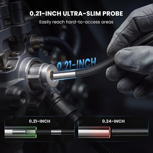 Ralcam Two-Way Articulating Borescope, 5.5mm/0.22in Slim Probe, 5" Industrial Endoscope Camera with Light, 8X Zoom 5FT Flexible Snake Inspection Scope for Engine, Automotive, HVAC