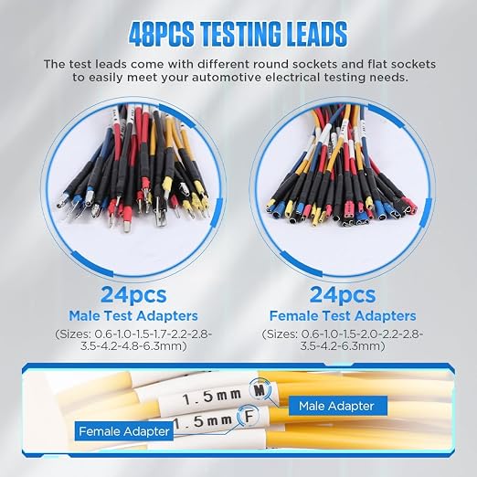 Multimeter Test Lead Kit Automotive 68PCS Back Probe Kit Multi Function Multimeter Leads Kit Size Coding Circuit Test Leads Kit with Alligator Clips Electrical,Banana Plug Test Lead,Oscilloscope Probe