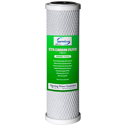 iSpring CKC1 Countertop Drinking Water Filtration System with Carbon Filter 2.5" x 10", White