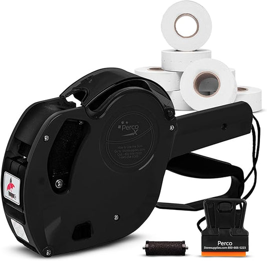 Perco X 1 Line Price Gun Kit - 1 Line Label Gun with 9000 White Blank Labels, and an Extra Inker