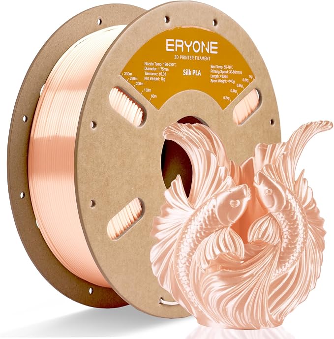 ERYONE Silk PLA Filament for 3D Printer 1.75mm +/- 0.03mm, Shiny Filament 1kg (2.1lbs)/Spool, Apricot