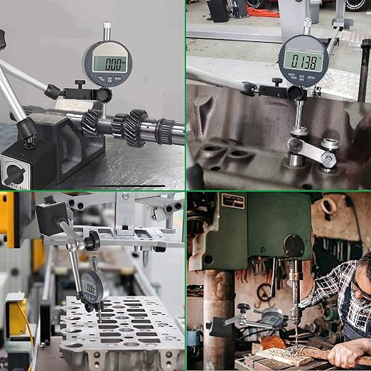 HDLNKAK Digital Dial Indicator Bore Gauges (2"-6"/0.0005") + Magnetic Base Stand 176 lbs / 80 kg Max Pull