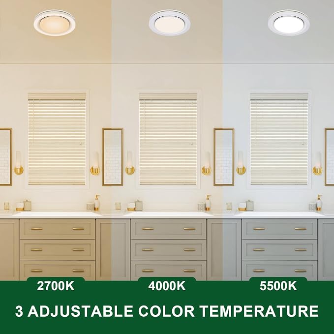 Akicon 90 CFM 1.5 Sones Quiet Bathroom Exhaust Fan with Light Vent Fan