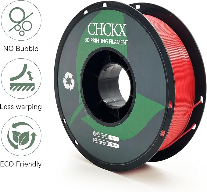 PETG 3D Printer Filament, Dimensional Accuracy +/- 0.03 mm, 1kg Spool(2.2lbs), 1.75 mm Fit for Most 3D Printers, Red