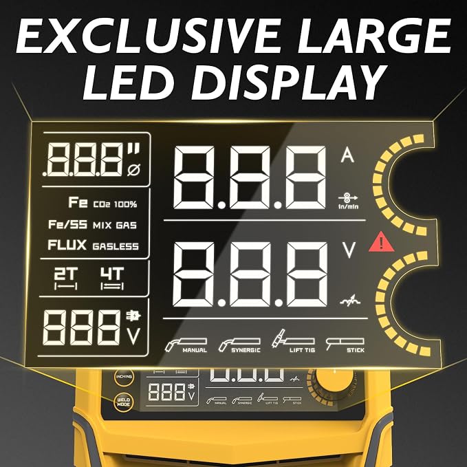 TOOLIOM 160A MIG Welder 4 in 1 Gas MIG/Flux Core MIG/Stick (MMA)/Lift TIG Welding Machine 110/220V Dual Voltage Welder IGBT DC Inverter with LCD Display