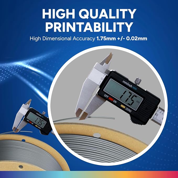 OVERTURE PLA Plus (PLA+) Filament 1.75mm, Stronger & More Durable, Professional Toughness 3D Printer Filament 1kg (2.2lbs), High Precision +/- 0.02mm, Tangle-Free (Space Gray)