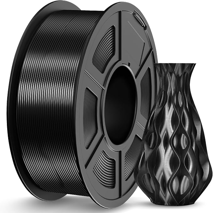 JAYO Silk PLA 3D Printer Filament 1.75mm, 1.1kg, Black | Metallic-Like Finish, Silky Gloss Finish, Easy to Print, ±0.02mm Accuracy, Fit Most FDM 3D Printers