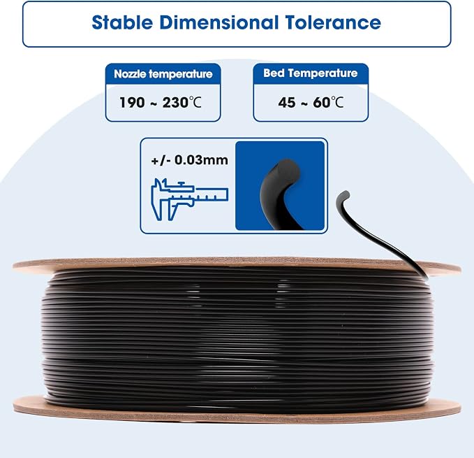 3DHoJor PLA Filament 1.75mm,3D Printer Filament,1kg*2 Cardboard Spool, Fit Most FDM 3D Printer,Dimensional Accuracy +/- 0.03 mm,Vacuum Packaging-Black+Cold White 2Pack