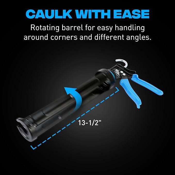 OX Pro 29oz Caulking Gun - Heavy Duty Steel Frame Large Caulk Gun 29 oz with 12:1 Thrust Ratio for Latex and Silicone