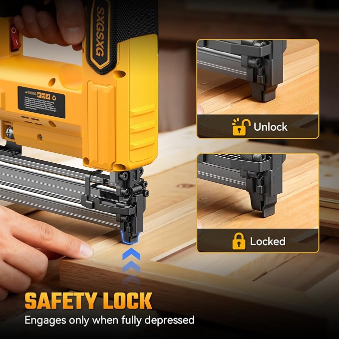 Brad Nailer for Dewalt 20V Battery,2 in 1 Nail Gun & Staple Gun with 1000 Nails &1000 Staples,18 Gauge Nail Gun for Wood Carpentry【Battery Not Included】