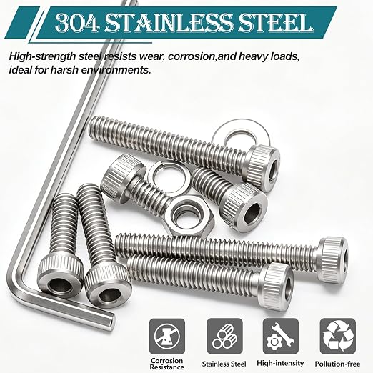 mxuteuk 801PCS M2.5 Screws Assortment Set,M2.5 x 4/6/8/10/12/16/20/25mm M2.5bolts，304 Stainless Steel Hex Socket Head Bolts Nuts Washers Set Suitable for 3D Printer,DIY