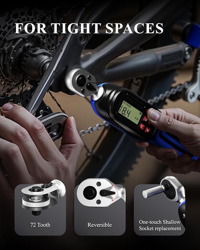 1/4 Digital Torque Wrench (1.11-22.13 Ft. Lb/ 1.5-30 N.m) ±2% Accuracy with Buzzer and LED Flash Notification Four Units of Measure Digital Torque Wrenches for Bicycle, DIY and Home Repair