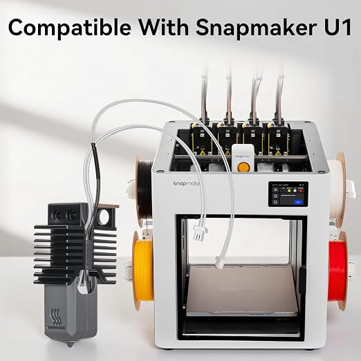 for Snapmaker U1 Hardened Steel Hotend 0.2mm,High Temp&Fast Heating Ceramic Hot End with Silicone Sock and Nozzle Wiper,Leak-Proof Integrated Hotend Compatible with Snapmaker U1 3D Printer