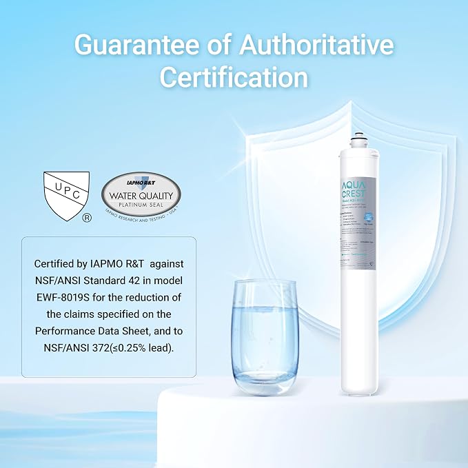 AQUA CREST I2000 2 Under Sink Water Filter, Replacement for Pentair® Everpure I2000 2, EV9612-22, MC2, ESO7, MH2, EV9612-56, EV9607-25, EV9613-21, NSF/ANSI 42 Certified, 26000 Gallons