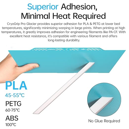 BIQU CryoGrip Pro Glacier Build Plate for Any-Cubic Kobra 3 3D Printer, Double-Sided Fine Textured Spring Steel Sheet, Firm Adhesion, 250 x 250mm, 1 Piece