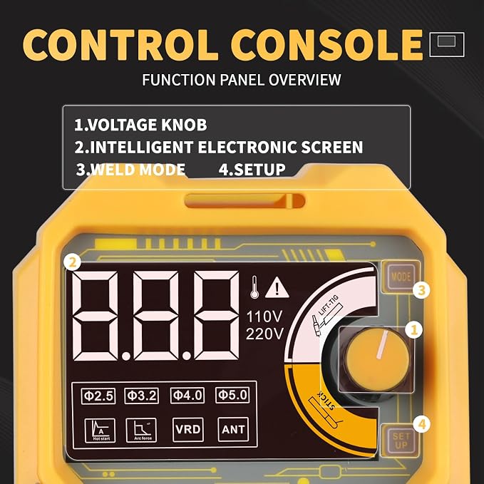 110V 135A Stick Welder Lift Tig Welder Digital Welding Machine with Overheat Protection,Electrode, Digital Screen, Quick Connector with Hot Start - MINI MMA Arc Welder(YELLOW)