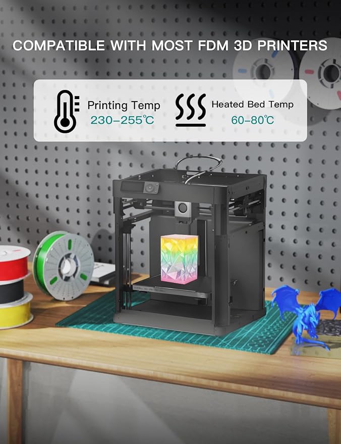 PINBALL PETG Rainbow 3D Printer Filament 1.75mm, Multicolor Translucent PETG Filament Bundle, Accuracy +/- 0.02 mm, 4kg in Total
