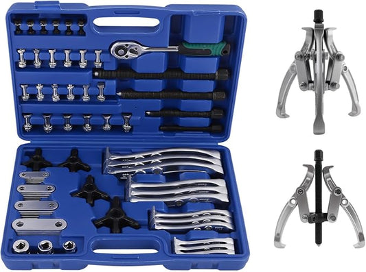 maXpeedingrods 3" 4" 6" 8" Gear Puller Set, 2 Jaw & 3 Jaw Bearing Puller Kit with Ratchet Wrench, 72pcs Reversible Jaw Gear Pulling Tool for Internal External Bearing Gear Pulley Flywheel Removal