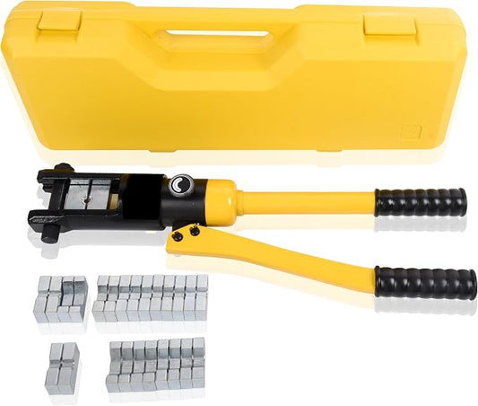16T Hydraulic Crimping Tool 8AWG-600MCM Cable Crimping Tool 0.87 inch Stroke Hydraulic Lug Crimper Electrical Terminal Crimper with 13 Pairs of Die Sets, YQK-300