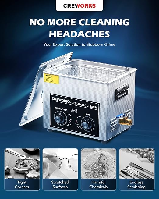 10L Ultrasonic Cleaner with Heater and Timer & 34 fl oz Ultrasonic Cleaning Solution 1:10 Dilution