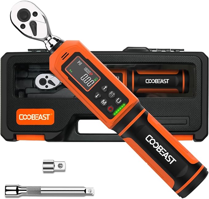 coobeast Digital Torque Wrench 1/4 Drive, 0.33-22.1 Ft.lbs./0.45-30Nm Range, Electronic Torque Screwdriver with Dual Direction Ratchet, Buzzer and LED Alert for Bicycle, Bike, DIY and Home Repair