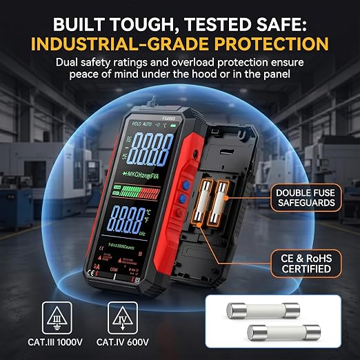 2026 Upgraded FS899L Digital Multimeter & 20 pcs Silicone Test Leads Kit, USB-C Rechargeable Color Screen, Auto 6000 Counts True RMS AC/DC Voltage Tester, NCV, CAT.III 1000V
