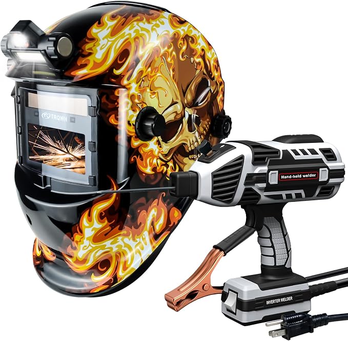 TRQWH Portable Welder Machine 110V ARC Handheld Welder & Auto Darkening Welding Helmet