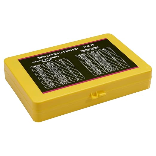 BUSY-CORNER 382 Pieces FKM O Ring Kit, Fluorocarbon 75A, 30 Inch Sizes, Chemical Resistant and Oil Resistance O-Rings for Various Chemicals, Hydraulic, Cylinders, Plumbing (Yellow Box, Brown Orings)