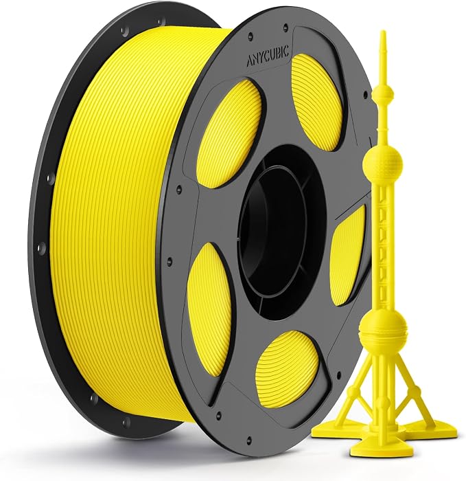 ANYCUBIC PLA Plus (PLA+), 3D Printer Filament 1.75mm, High Toughness 3D Printing Filament, Dimensional Accuracy +/- 0.02mm, Print with Most FDM 3D Printers, 1KG Reusable Spool, Yellow