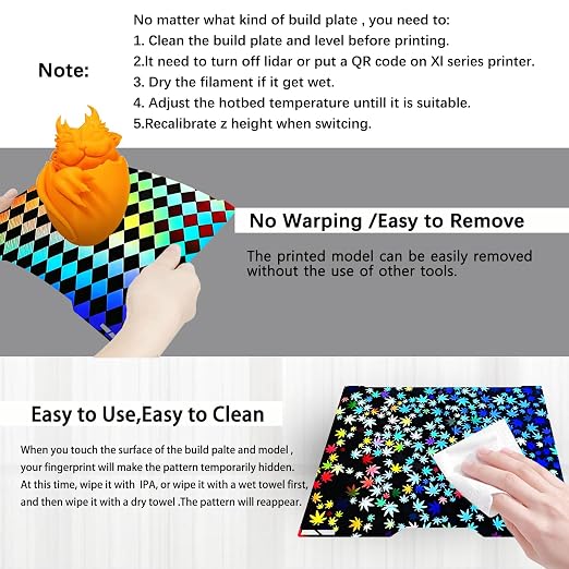 355x346mm H2D Build Plate for Bambu Lab H2D/H2S,Double-Sided Maple Leaf & Lattice Pattern Smooth Holographic Spring Steel Sheet,Flexible Easy Release Print Bed Platform Bambu H2D Accessories