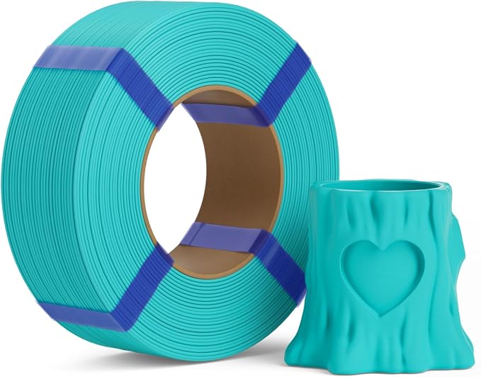 PLA Basic Refill Filament 1.75mm, No Spool 3D Printer Filament, Dimensional Accuracy +/- 0.02mm, Fits for Most FDM 3D Printers, 1KG Turquoise Green