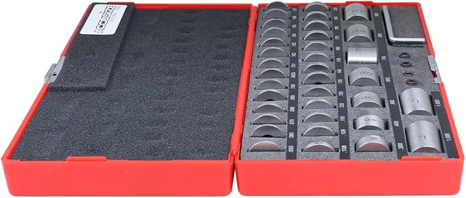 Accusize Industrial Tools 36 Pc Steel Spacer Block Set in Fitted Case, 3604-7001 | Hardened and Lapped HRC 57-60 Blocks, 3/4 in Dia, 1/4-28 ID Thread, Connecting Screws and Fitted Case