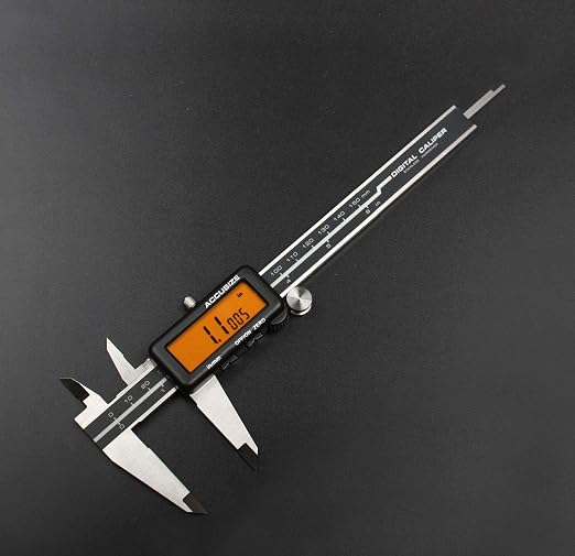 Accusize Industrial Tools 0-6''/0-150 mm, Yellow LCD Electronic Digital Caliper,Metric/Inch, 0.0005''/0.01mm Resolution, 1110-1818 | 150 mm/6 in Range, 0.01 mm/0.0005 in Resolution, ±0.03 mm Accuracy, Metric/Inch, Yellow LCD