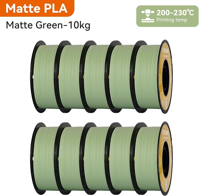 Kingroon Matte PLA Filament Bundle 1.75mm 3D Printer Filament Bundle, Tougher and Stronger, Matte Filament 10kg Dimensional Accuracy +/- 0.02 mm (10 Rolls Green)
