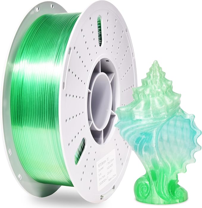 PINBALL Transparent PETG 3D Printer Filament 1.75mm ±0.02mm, Multicolor Clear Rainbow Filament, Translucent PETG Filament, 1KG/2.2lbs