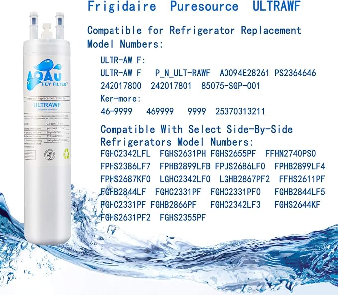 UL TRAWF Water Filter Replacement for UL TRAWF, Pure Source Ultra, Ken More 9999, 46-9999 Water and Ice, 3 Pack, Height 11 inches (4 Packs)