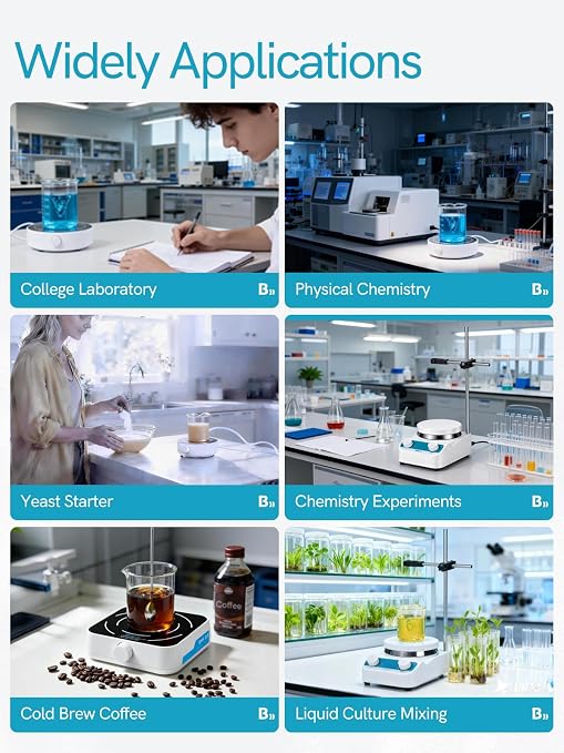 Magnetic Stirrer, 300-1500 RPM Magnetic Plate with 8 Sizes of Stir Bars, a Retriever, Max 536℉ Hotplate, Max Stirring Capacity 5000ml, Magnetic Mixer with Speed Control for Liquid Mixing MS-5LH