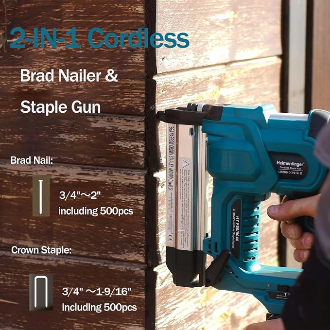 2-in-1 Brad Nailer & Stapler for Makita 18V Battery, 18GA Cordless Nail Gun | 2 Inch Nail Gun Staple Gun for Woodworking,Upholstery