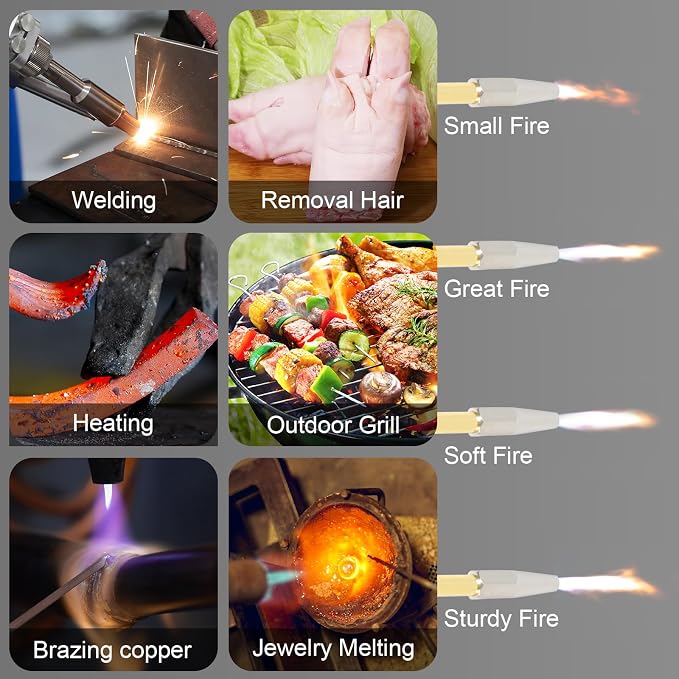 Brazing Torch Kit for MAPP Gas & Propane, Brass & Stainless Steel Cutting Torch Kit with Dual Pressure Meters & Metal Case, Welding Torch Set for Soldering, Jewelry, HVAC, Glass Blowing