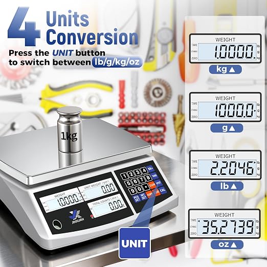 Industrial Counting Scale 40kg/88lb x 1g Precision Bench Scale Digital Inventory Counting Weight Scale for Small Parts and Coins, Electronic Gram Scale with Batteries/AC Power, lb/g/kg/oz