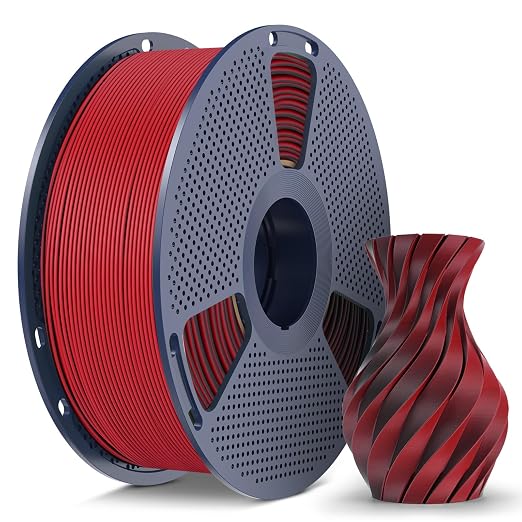 Matte PLA Filament 1.75mm, 1kg(2.2lbs) 3D Printer Filament, Smooth Matte Finish, Less Brittle, Dual Color Appearance from Different Angles, BlackRed