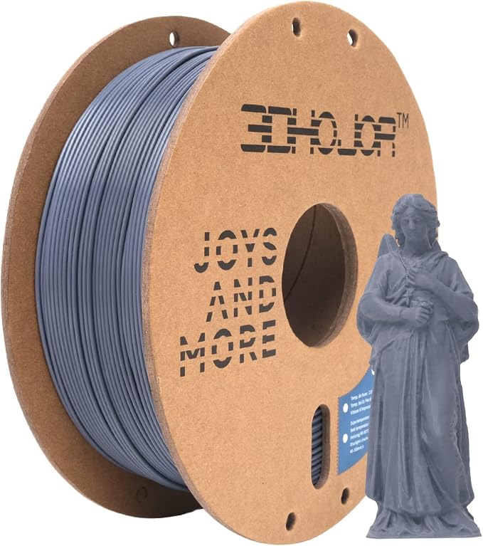 3DHoJor PLA Pro (Plus) Filament 1.75mm, 3D Printer Filament PLA+, Cardboard Spool 3D Printing Filament, Dimensional Accuracy +/- 0.03 mm, Grey, 1kg