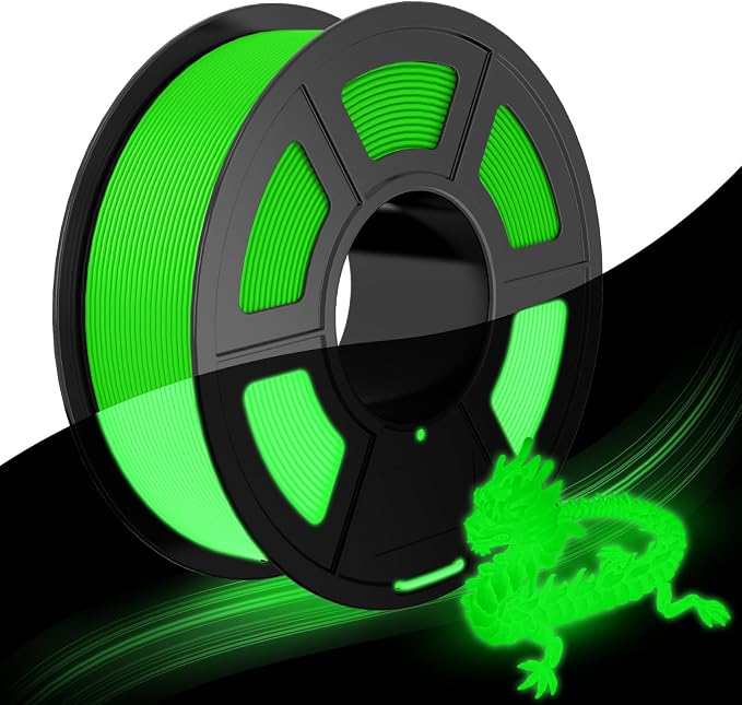 JAYO Glow in the Dark PLA Filament 1.75mm, Green Luminous Effect for Decorative 3D Printer Filament, 1.1kg Spool(2.4lbs), Compatible with Most FDM Printers