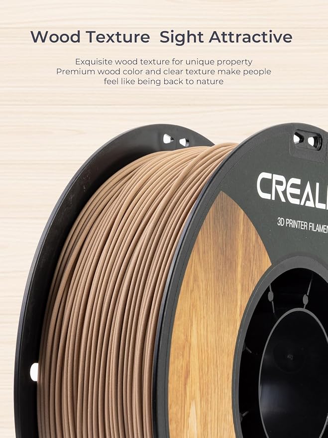 Creality Wood Filament PLA 2kg, 3D Printer Filament 1.75 mm, Smooth Silk Texture, Toughness, 1kg(2.2lbs)/Spool Printing Filament, for All Printers (Wood)