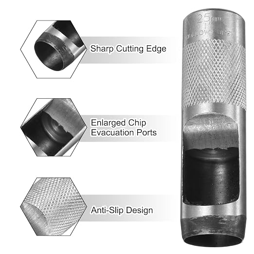 HARFINGTON 2pcs Leather Round Hole Punch, 25mm Hollow Hole Puncher Cutter Carbon Steel Circle Hole Punching Cutting Tool for Belt/DIY Leather Craft
