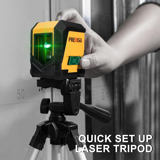 PREXISO 215Ft Laser Measure with Entension for Diagonal Measuring & PREXISO Laser Level with Tripod, 65Ft Self Leveling Cross Line