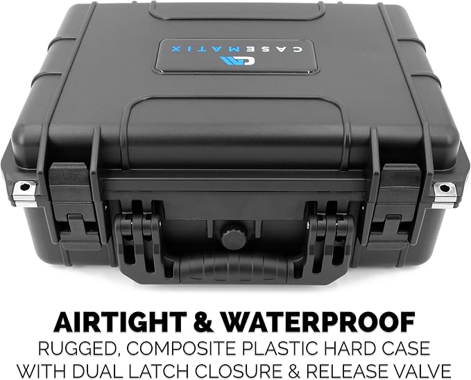 CASEMATIX 16" Waterproof Hard Case with Customizable Foam for Portable Electronics, Tools and Accessories - Hard Shell Plastic Case with Pre-Diced Travel Case Foam Interior